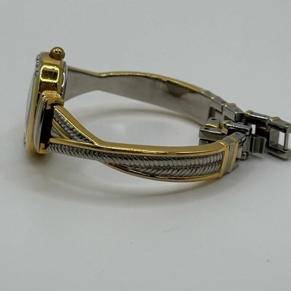 Anne Klein Gold and Silver tone Women's Bangle Watch with diamonds - Picture 3 of 14